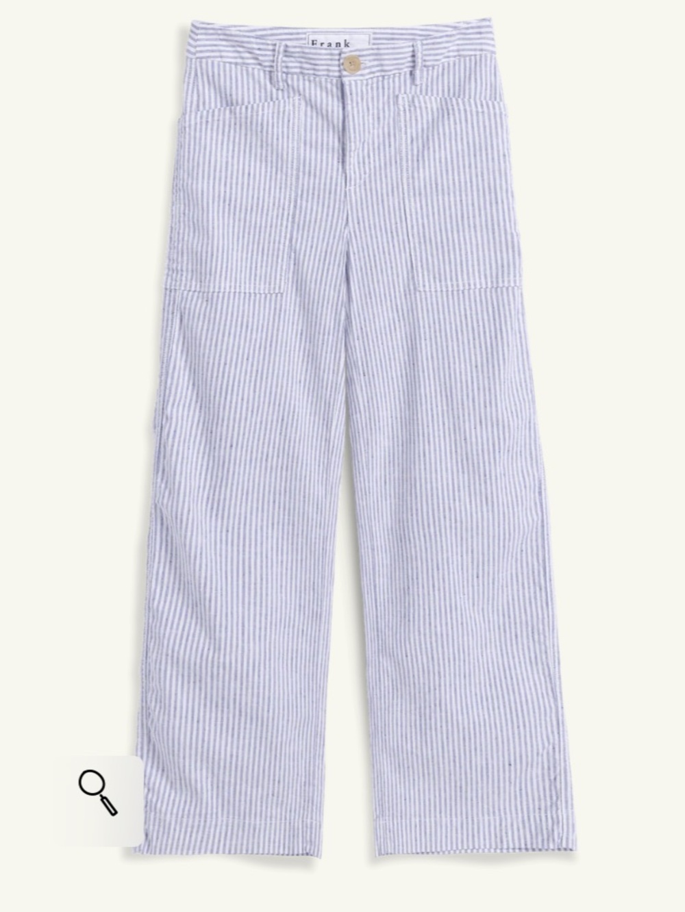 NWT Frank & Eileen White and Blue Striped Limerick 31’ Long Wide-Leg Pants - Picture 4 of 11